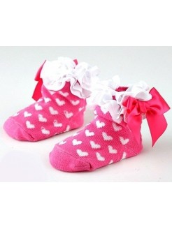 Baby girl socks fuchsia with hearts 