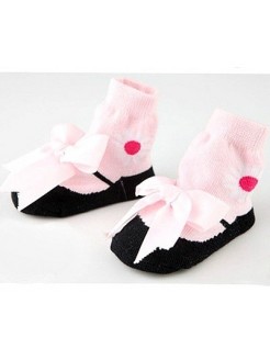 Baby girl socks pink satin bow 