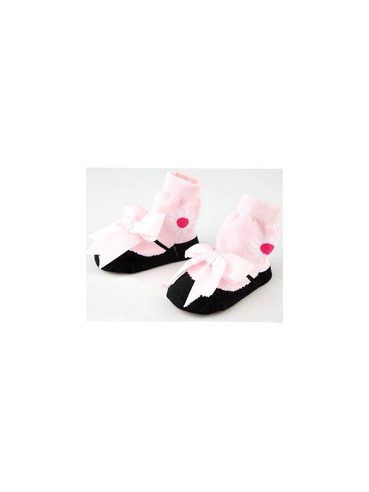 Baby girl socks pink satin bow 