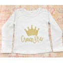Baby girl white cotton top with Crown.