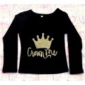 Baby Girl Birthday Top With Crown black