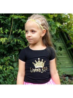 Baby Girl Birthday Top With Crown black