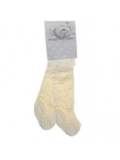 Baby girl tights Heart ivory white