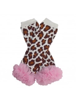 Baby Girl Leg Warmers Leopard with baby pink