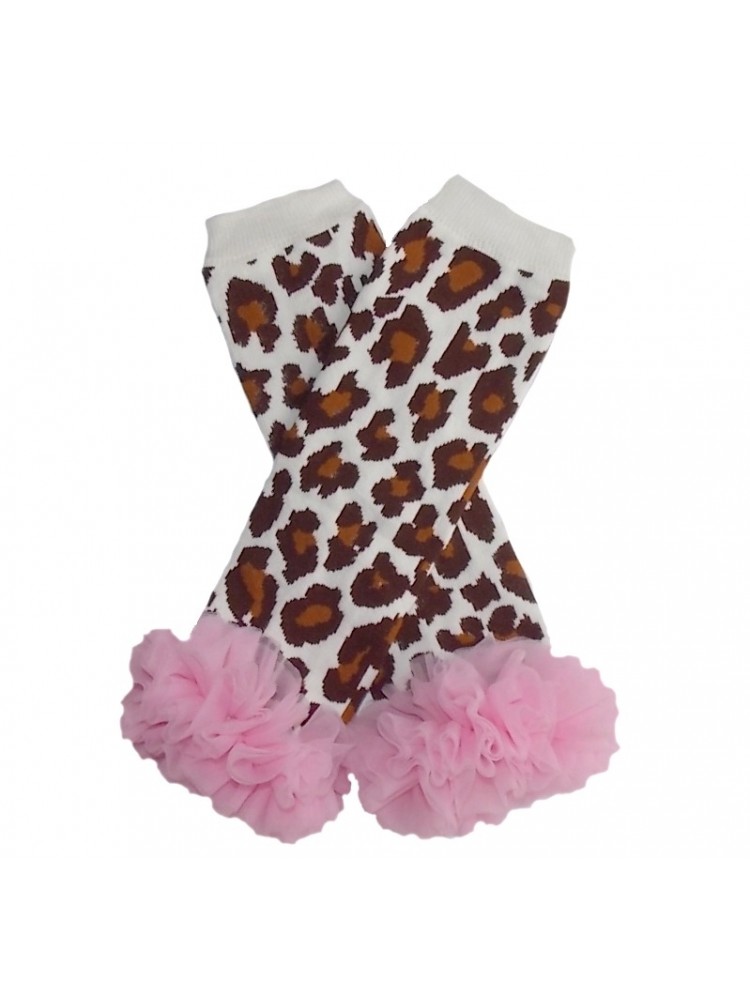 Baby Girl Leg Warmers Leopard with baby pink