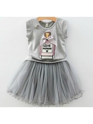 Girl Grey Tutu Skirt and Top Set