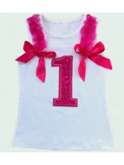 Baby Girl First Birthday Top Fuchsia