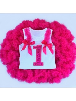 Baby Girl First Birthday Top Fuchsia