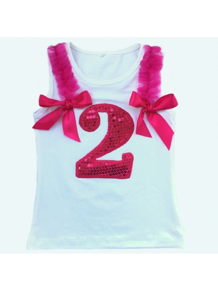 Baby Girl 2 Birthday Party Top Fuchsia