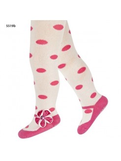 Baby girl tights white with pink dots
