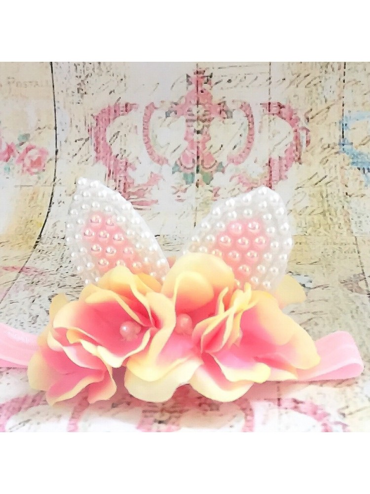 Baby girl easter headband Vintage flowers