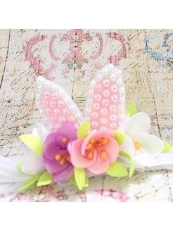 Baby girl easter headband Spring flowers