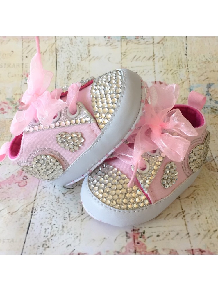 swarovski baby shoes pink