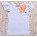 baby girl top decorated with handmade flowers peach