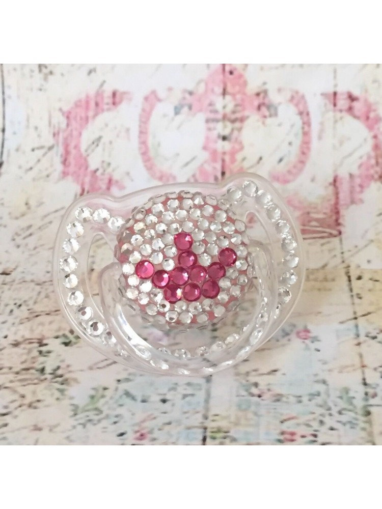 Pacifier avent with pink crystals crown