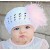 Crochet girl hat white with pink marabou