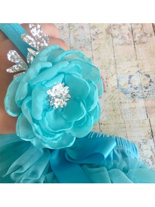 Baby girl tutu bloomer Aquamarine with headband