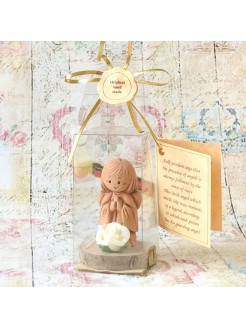 Handcrafted Cristening Gift Guardian Angel with rose