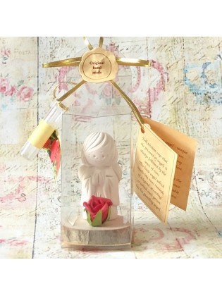 Handcrafted Cristening Gift Guardian Angel with rose