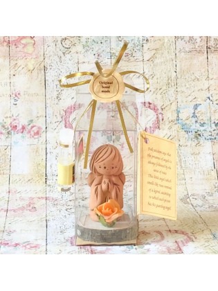 Handcrafted Cristening Gift Guardian Angel with rose