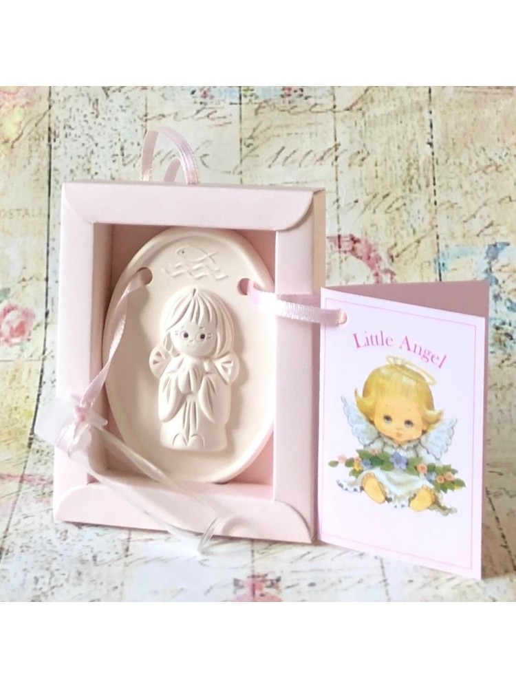 Christening guardian angel gift pink