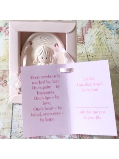 Christening guardian angel gift pink