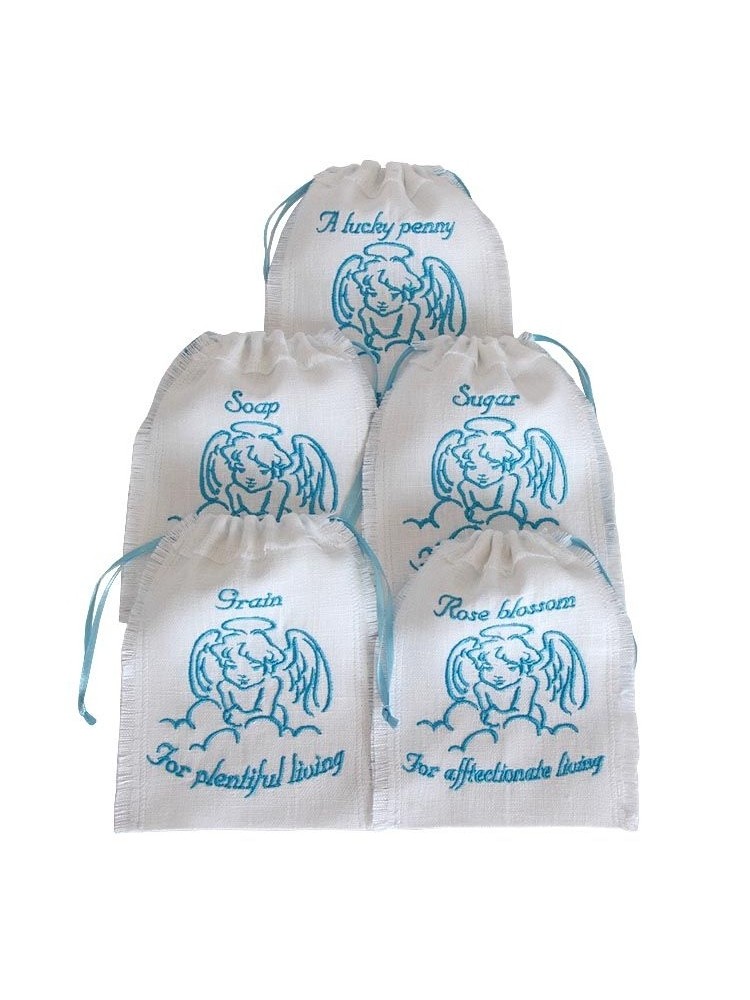 Linen bags for symbolic trinkets blue angel Linen bags for symbolic trinkets blue angel
