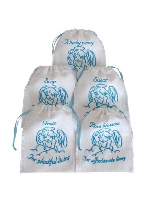 Linen bags for symbolic gifts blue angel