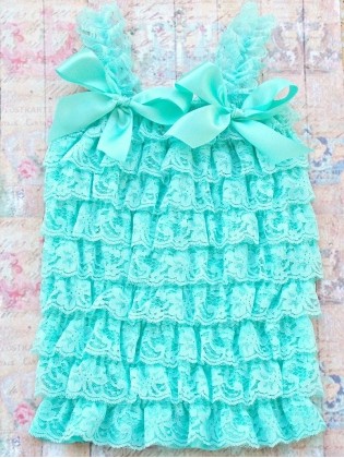 Baby Girl Ruffle Lace Top Aqua Mint