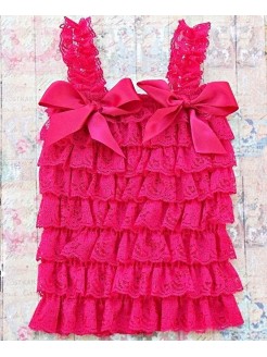 Baby Girl Lace Top Hot Fuchsia