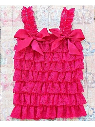 Baby Girl Petti Top Fuchsia Lace Ruffles