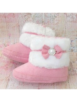 Baby girl boots diamante bow pink