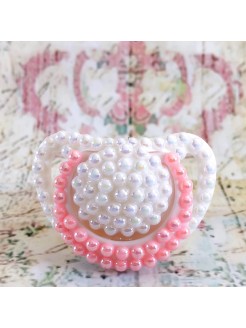 Baby Pacifier Nuk pink and white pearls