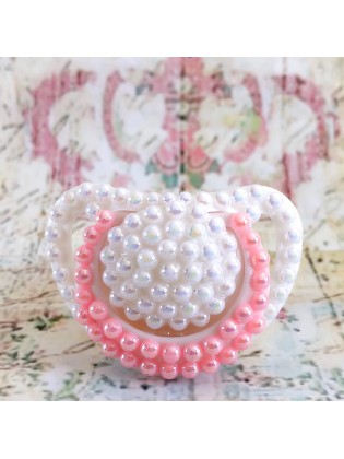 Baby Luxury Pacifier Nuk pink and white pearls