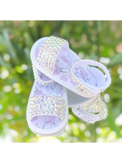 Baby girl christening sandals with crystals