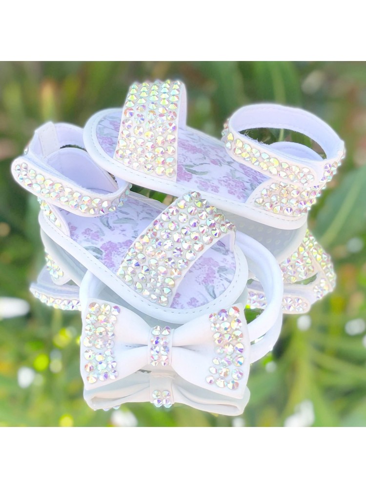 Baby girl christening sandals with crystals