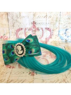 Hair clip with extensions Peacock