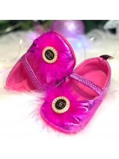 Baby girl shoes Fuchsia marabou