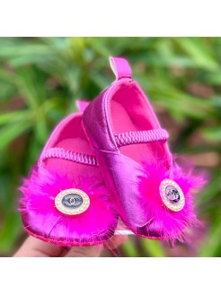 Baby girl shoes Fuchsia marabou