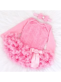 Baby Girl Pink Tutu Onesie Dress With Headband