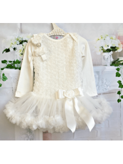 Baby girl onesie dress Ivory white