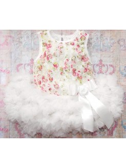 Baby Girl Tutu Onesie Dress Ivory Flowers