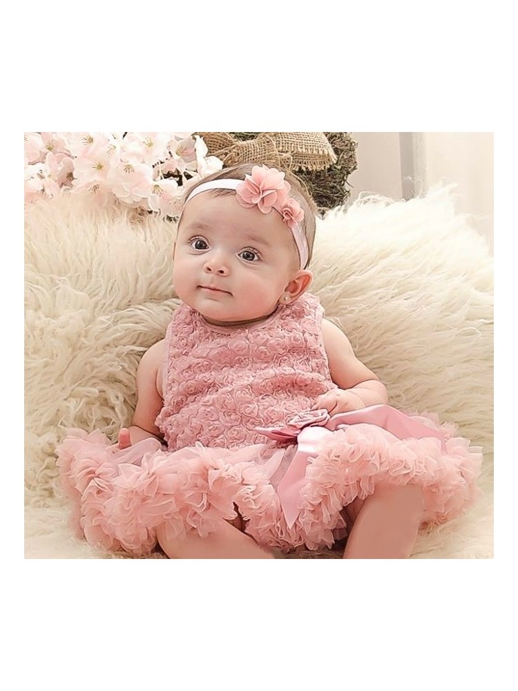 Baby Girl Tutu Onesie Dress Dusty Pink