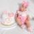 Baby girl cotton romper Baby pink with lace
