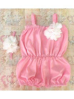 Handmade Baby Romper Baby Pink With Headband