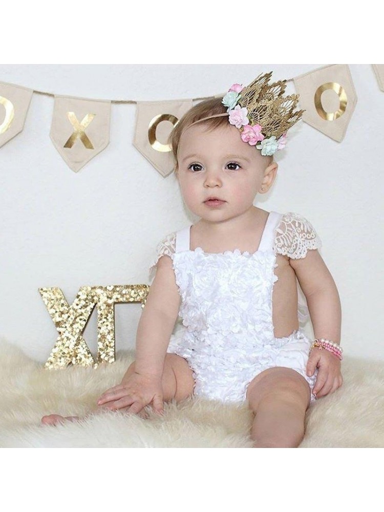 Baby Girl Satin And Lace Frilly Romper