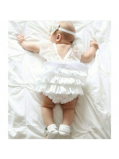 Baby Girl Satin And Lace Frilly Romper