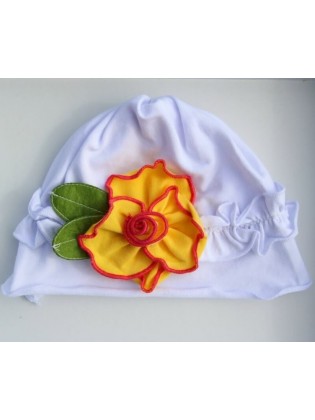 Baby Girl Cotton Hat White With Rose