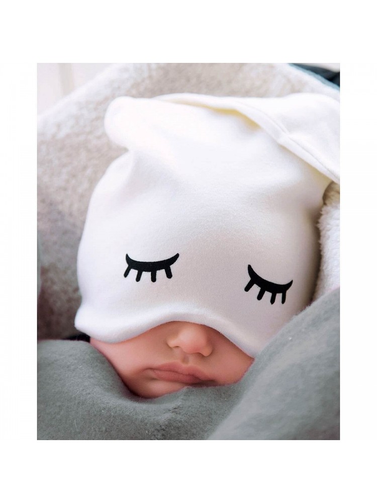 Organic Baby Sleepy Hat White