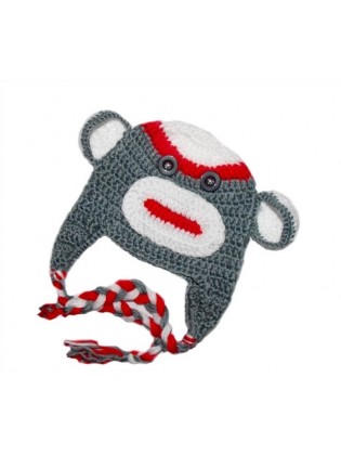 Baby Girl Cute Grey Monkey Crochet Hat